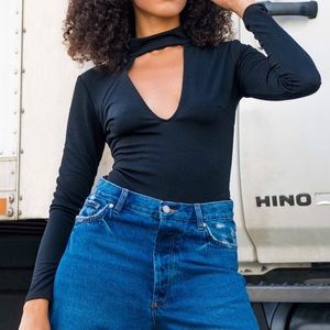 Black Bodysuit with Choker Neck